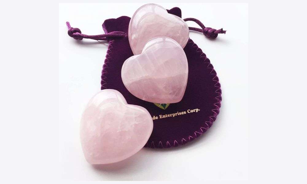 Rose Quartz Crystal Puffy Heart